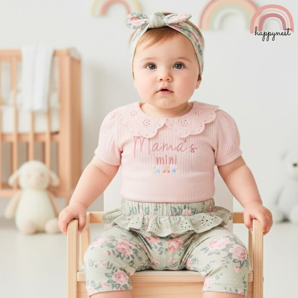 Tahari 4-Piece Baby Girl Set | Floral "Mama's Mini" Outfit | 3-9 Months | B64