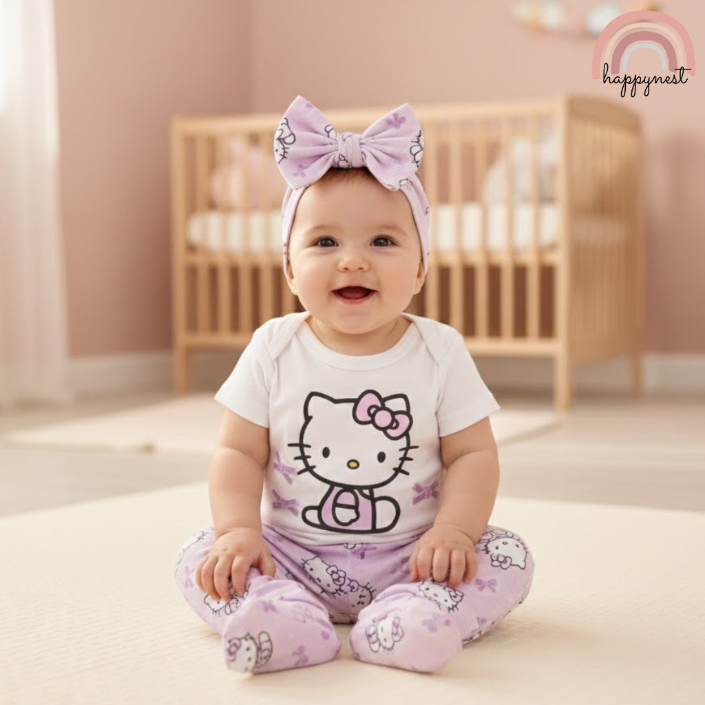 Hello Kitty Baby Girl 3-Pc Lavender Bow Set | Newborn - 6 Months | B71