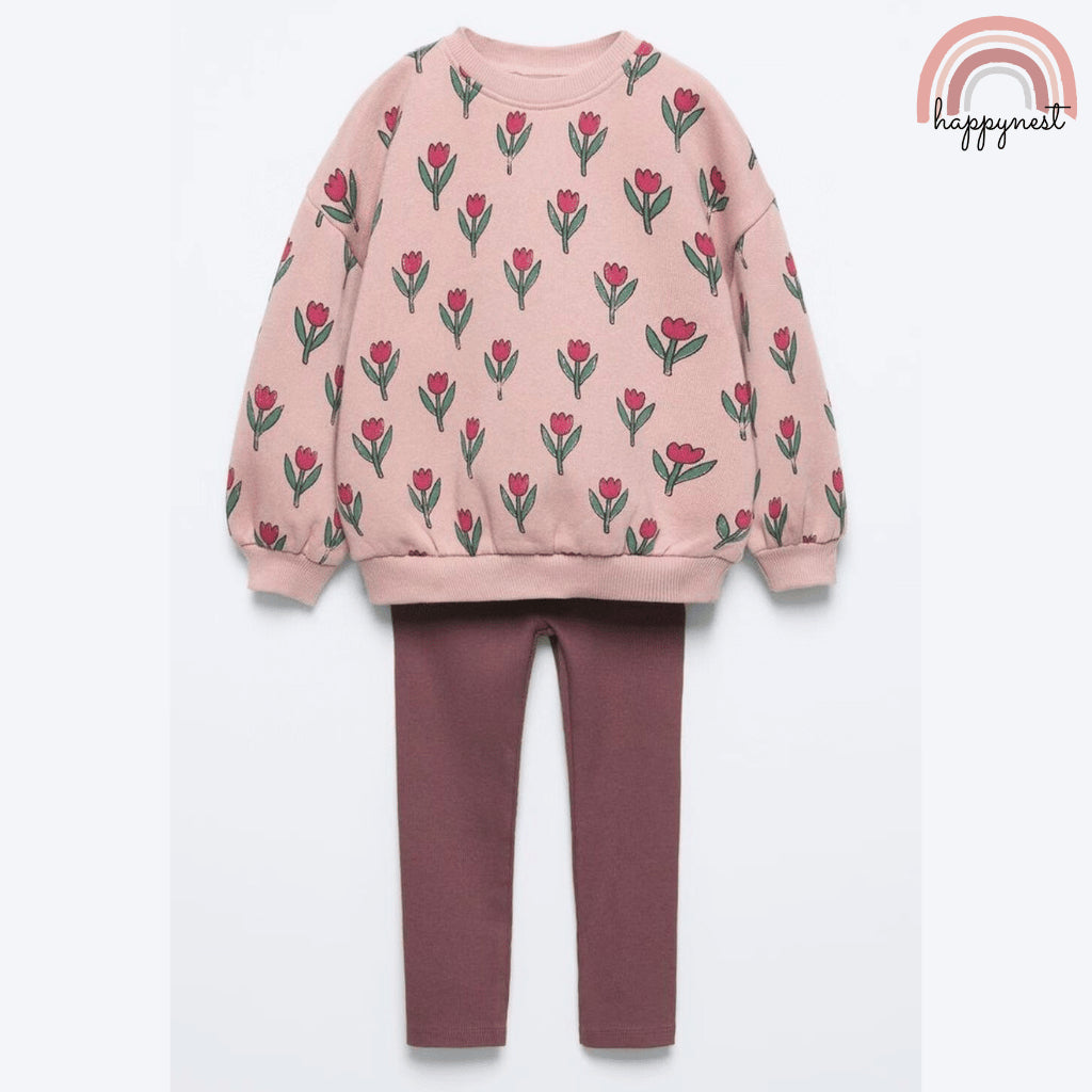 George Tulip Print 2-Piece Sweater & Leggings Set for Baby Girls (3–36M) | SS548