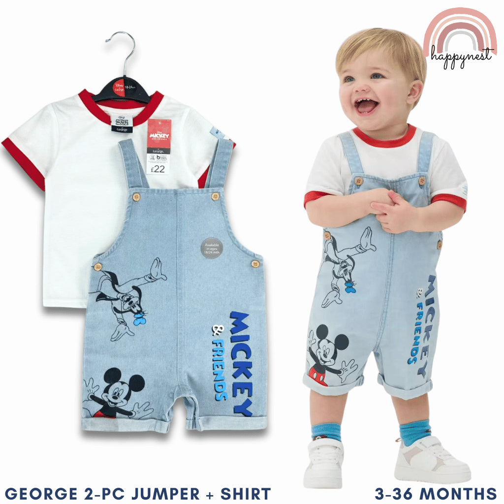 Mickey & Friends 2-Piece Baby Denim Jumper + Shirt Set (3–36 Months) | AA358