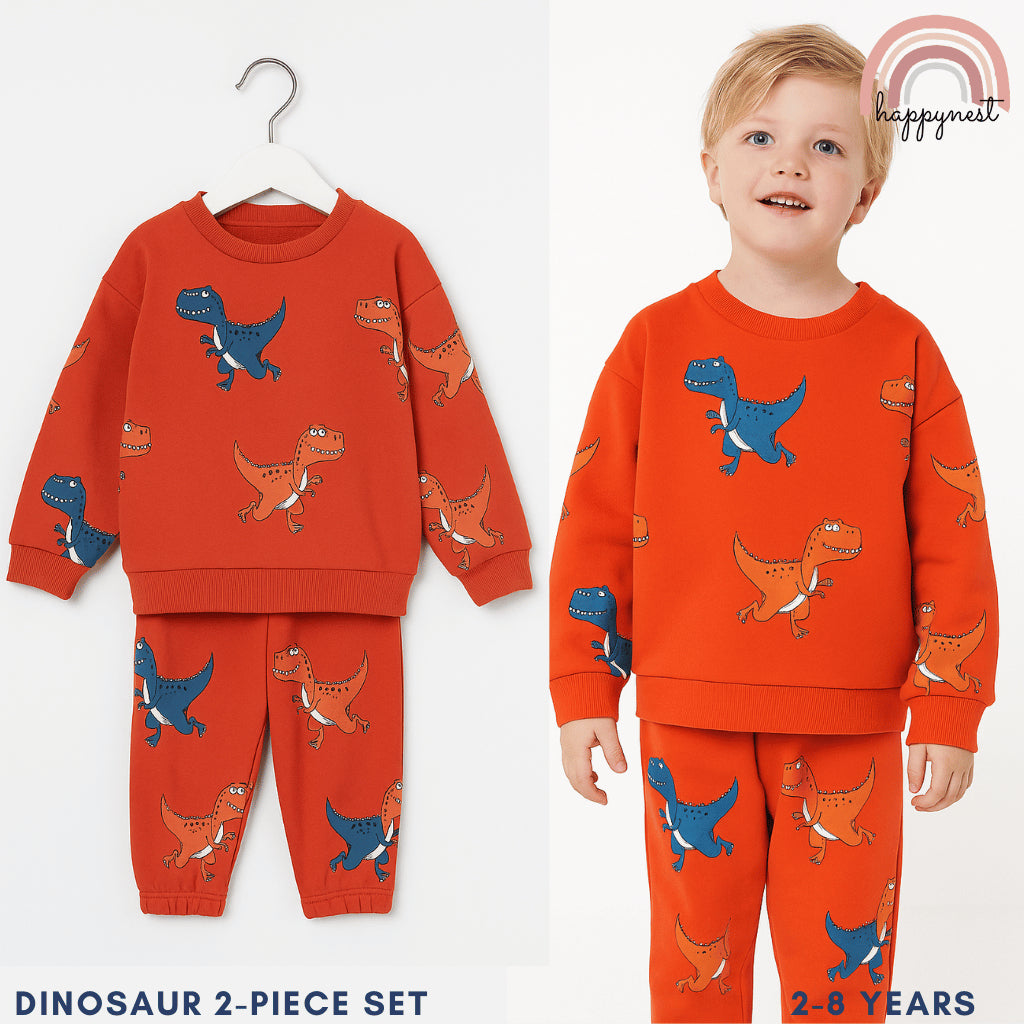 Dinosaur Orange Tracksuit Boys Sweatshirt + Jogger Pants 2-8 Years Old SS502