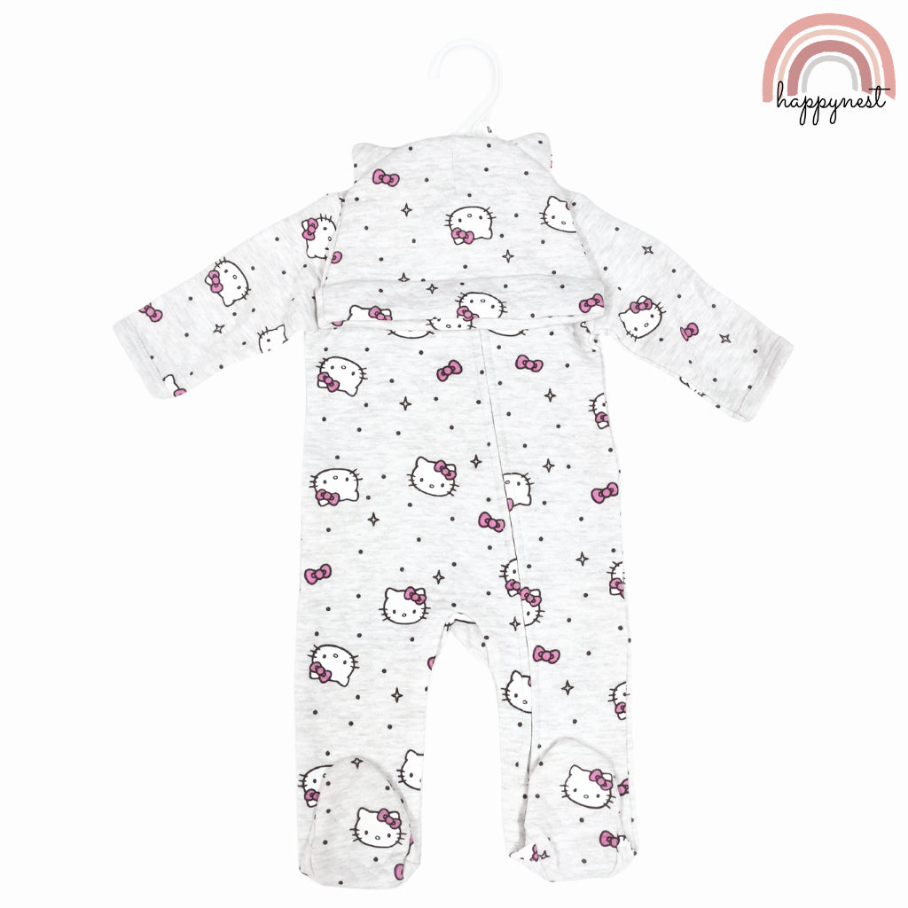 Hello Kitty Baby 2-Piece Footed Sleeper & Ear Hat Set - Grey Newborn - 9 Months AA392
