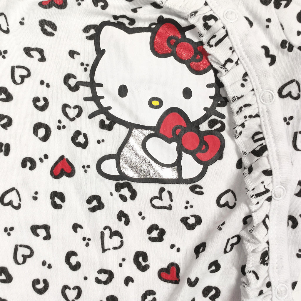 Hello Kitty Baby Overalls Leopard Print Footed & Headband Set AA394 Newborn - 9 Months