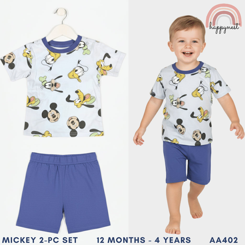 Mickey & Pluto Boys Shirt & Shorts Blue OOTD Set 12 Months to 4 Years AA402