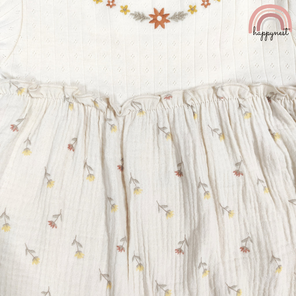 Girls Floral Dress with Socks & Clips Set Rabbit Bear (2-4Y) | AA323