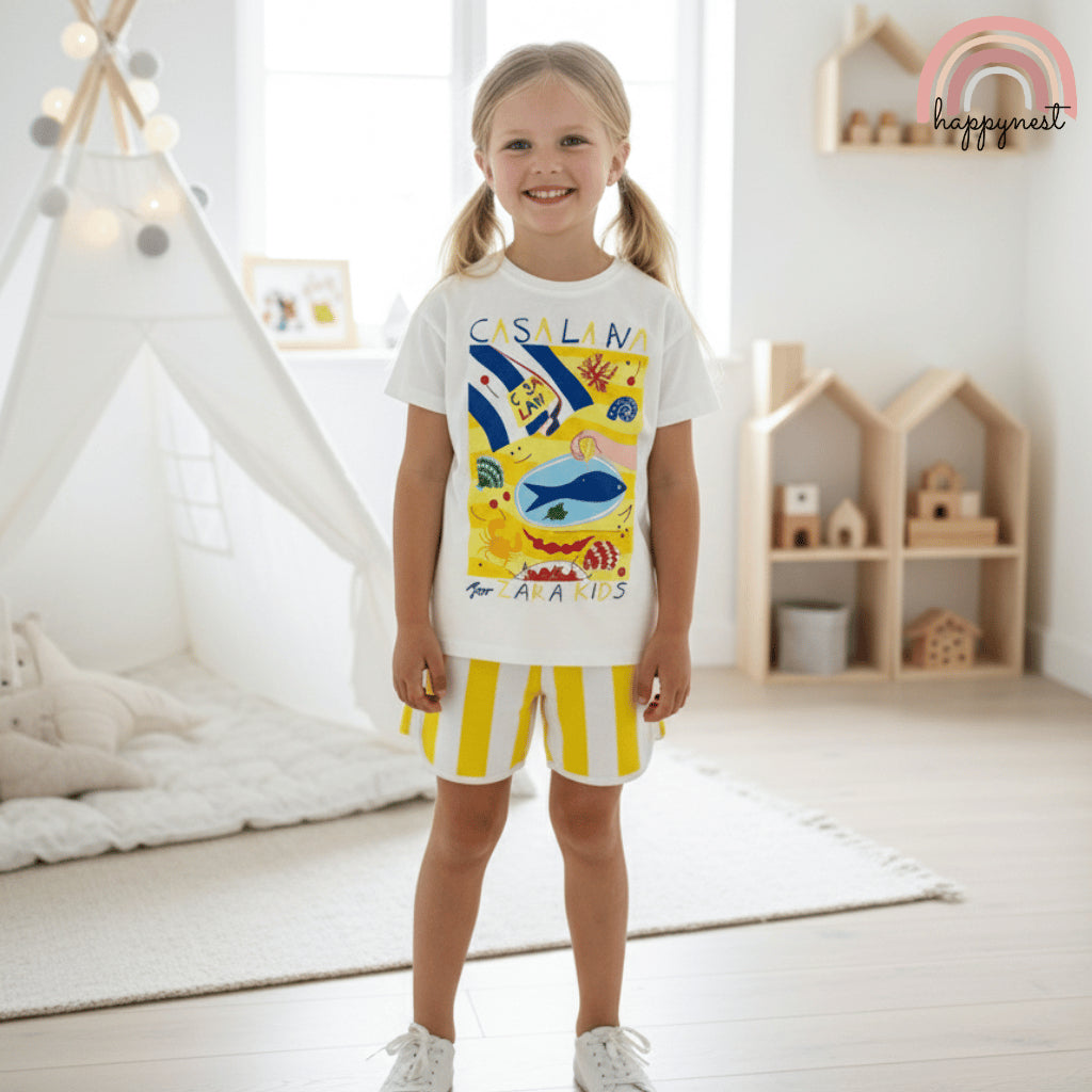 ZARA Kids Terno Set Nautical Striped Shorts (2-10Y) | AA424