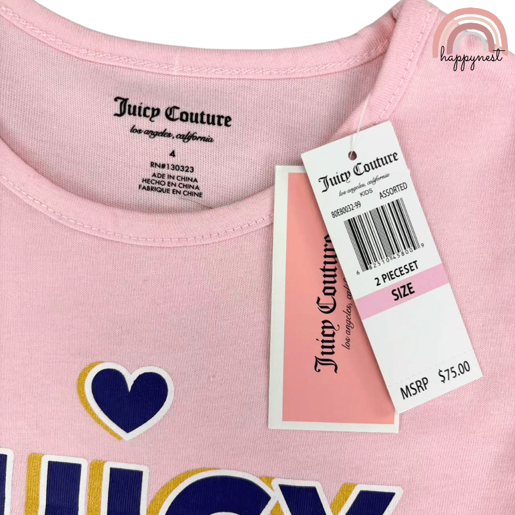 Juicy Couture Terno Set Pink Tee & White Skort (2-10Y) | AA426