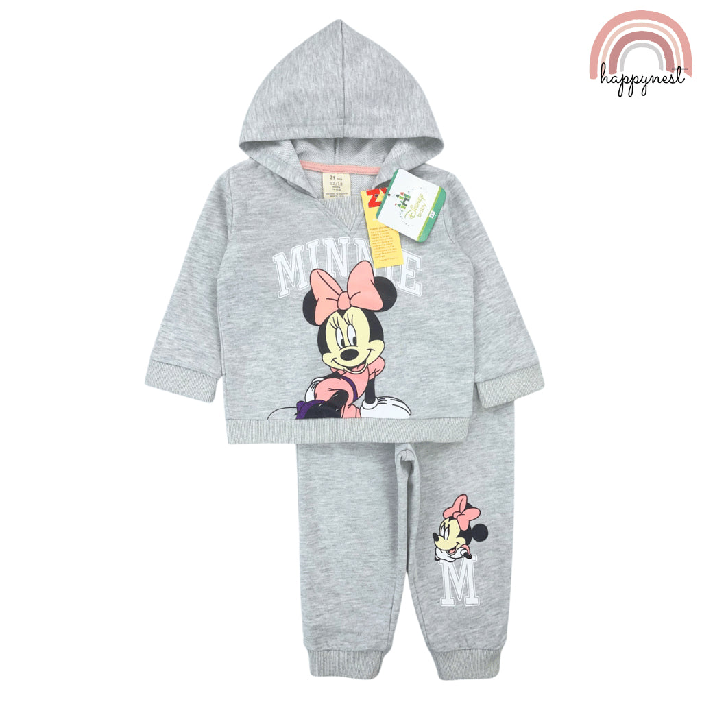 Minnie Mouse Girls 2PC Set Gray Hoodie Jogger Pants Baby Toddler Pambahay 9M-2Y SS603