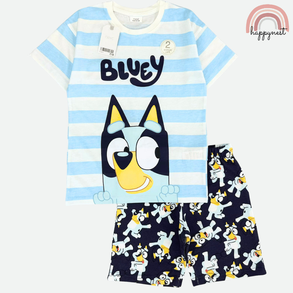 Kids Bluey Stripes 2-Pc Set - Striped Tee & Printed Shorts (Ages 2-10) AA470