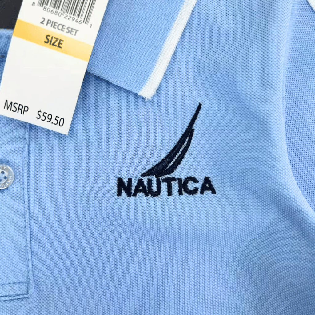 Nautica Kids 2-Pc Polo Set - Light Blue Shirt & Navy Shorts | Boys 2-10Y (AA471)