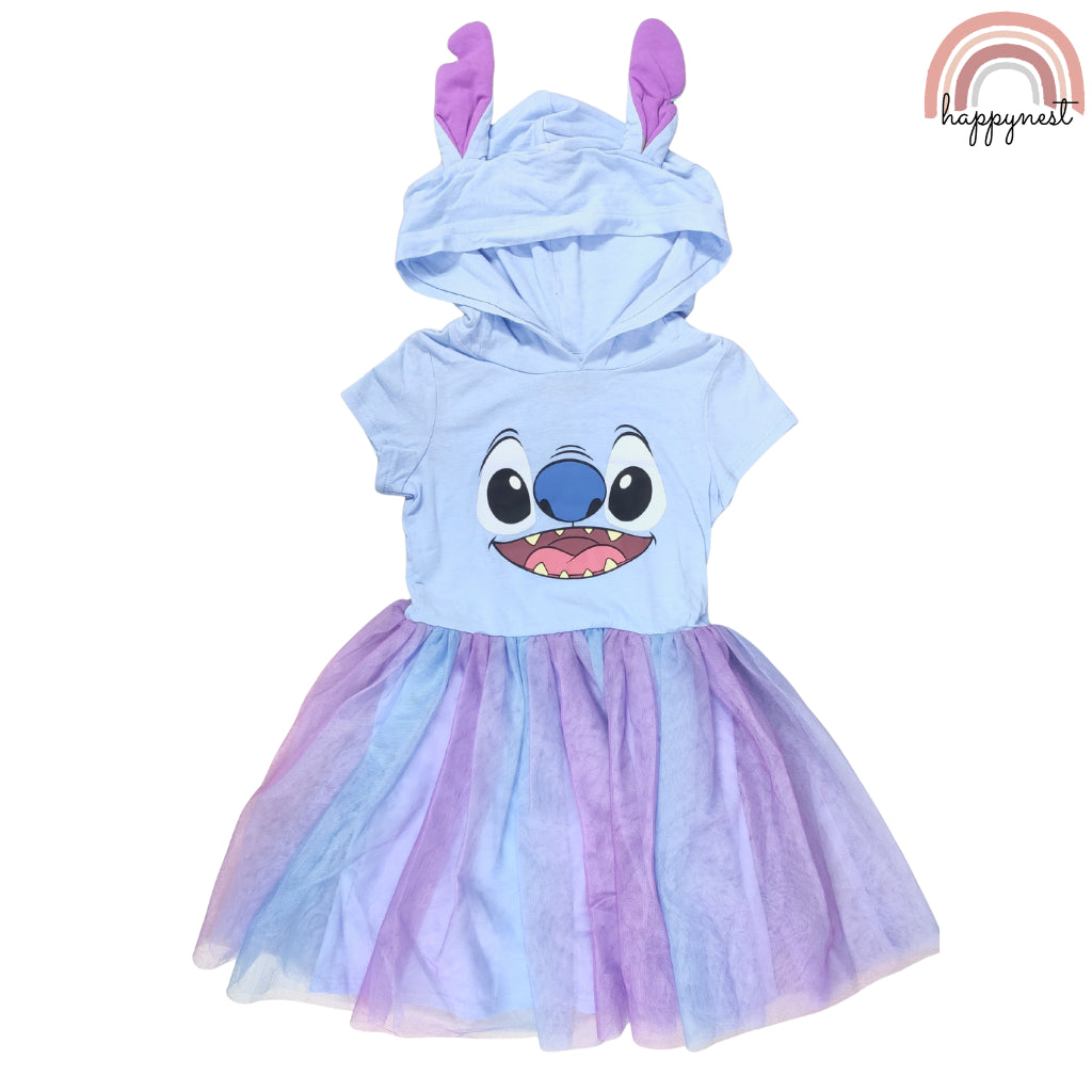 Stitch Kids Hooded Tulle Dress - Cute Character Tutu Dress for Girls (D4)