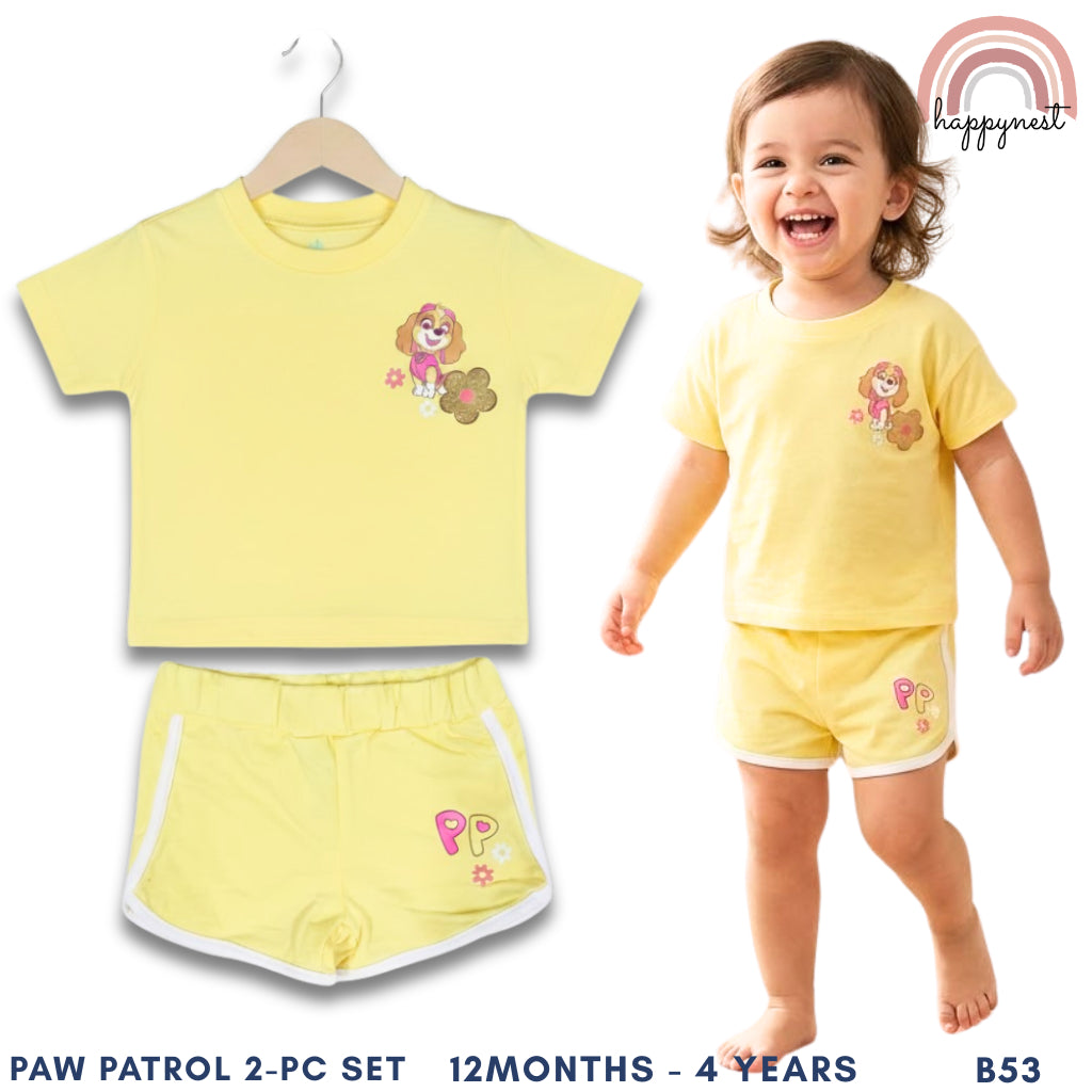 PAW Patrol Skye Kids 2-Pc Set | Soft Cotton T-Shirt & Shorts (B53) 9 Months - 4 Years