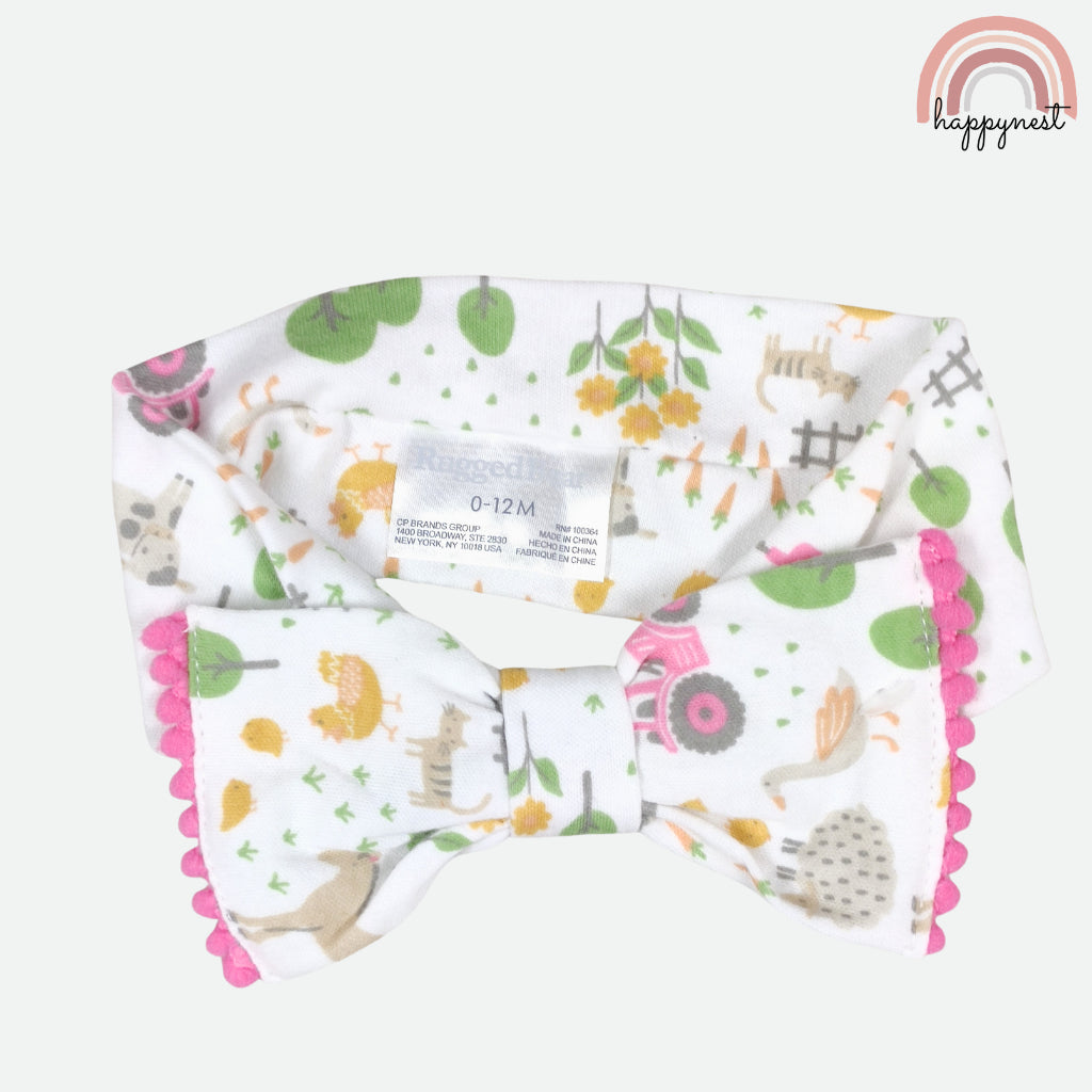 Rugged Bear Baby Girl Sleepsuit & Headband Set. | Farm Print (B54) 6-9 Months