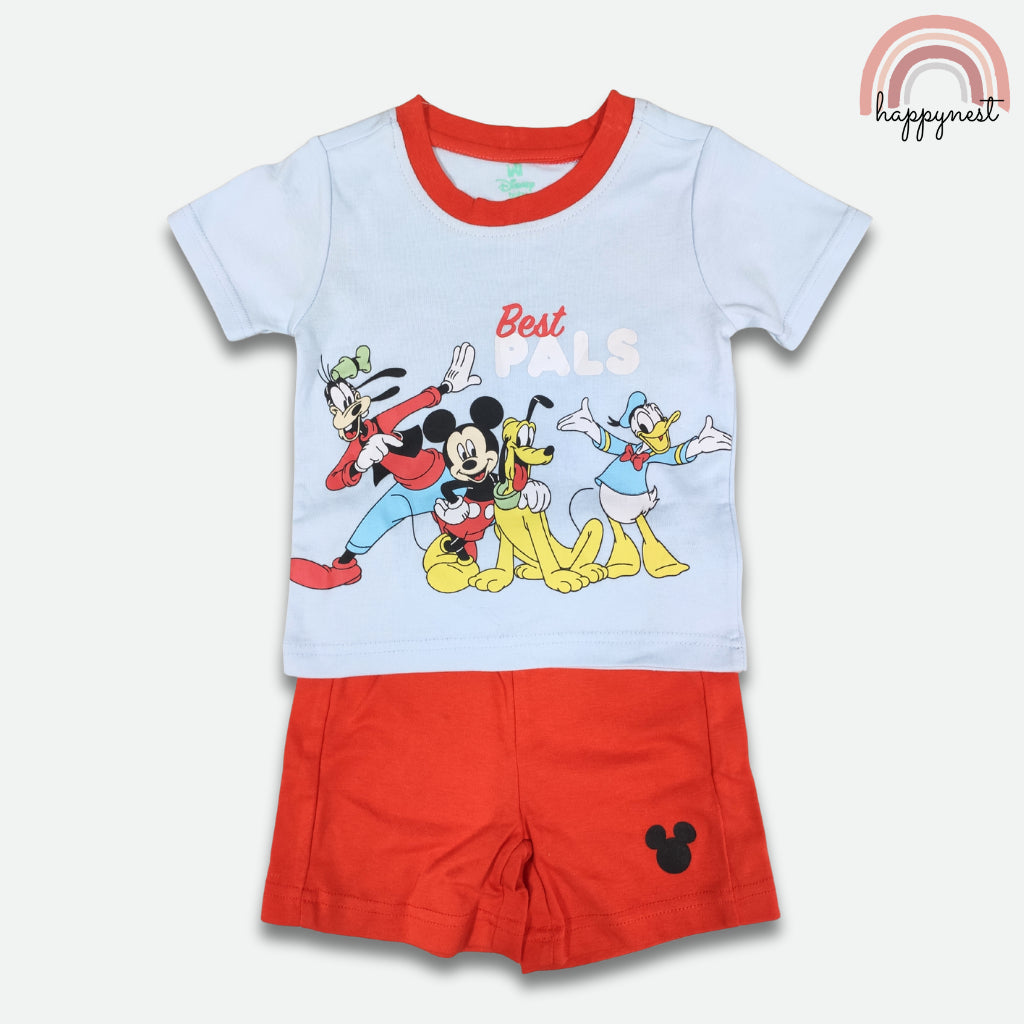 Mickey & Friends "Best Pals" 2-Pc Set | Soft Tee & Shorts (B62) 12 Months - 4 Years