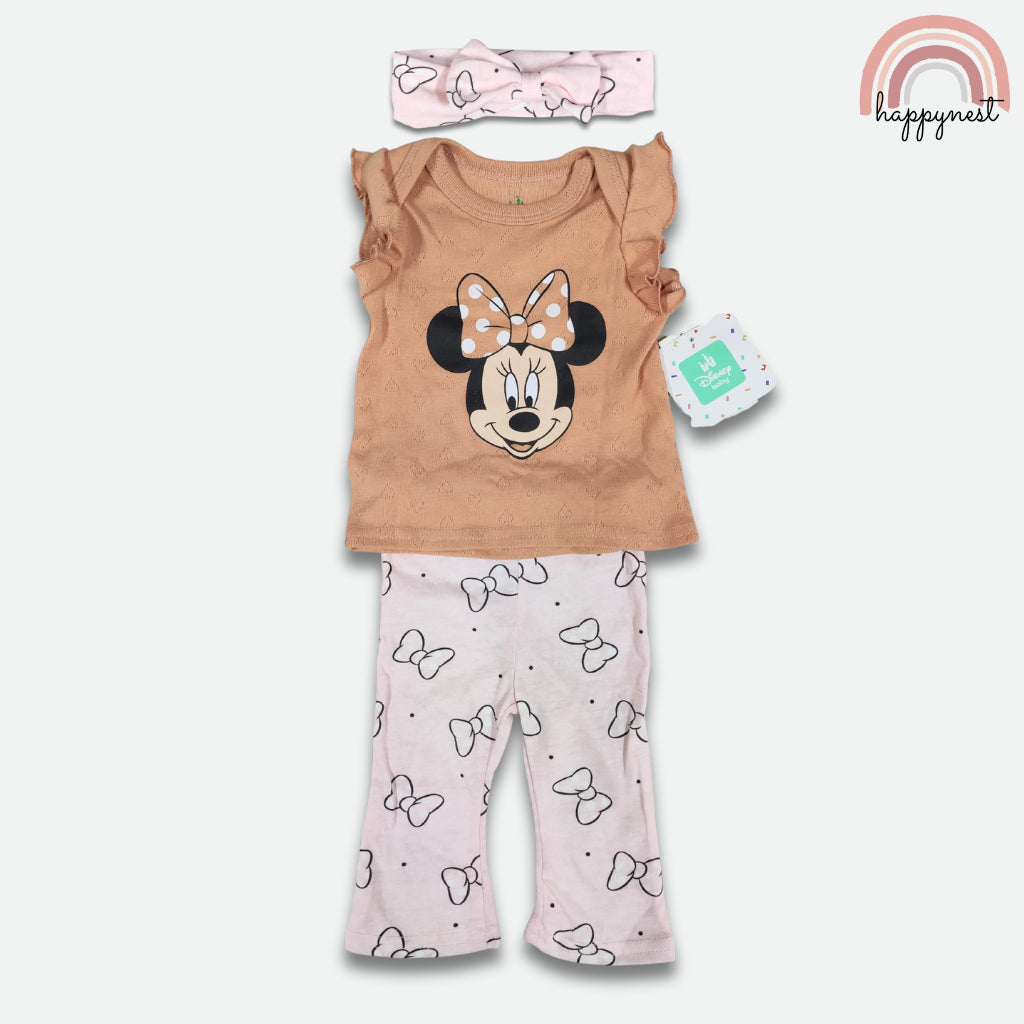 Minnie Baby Girl 3-Pc Flutter Set | Tan & Pink | 3 - 24 Months | B72