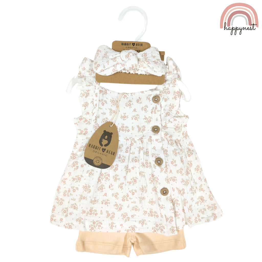 Baby Girl OOTD Floral 3-Piece Set  Dress Bloomers Headband 0-12 Months AA311