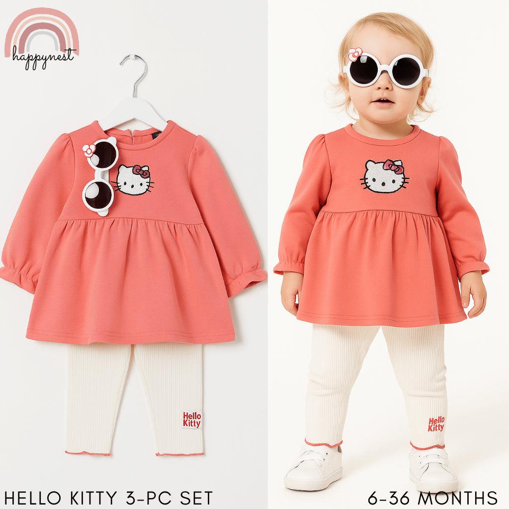 Hello Kitty 3PC Girl OOTD – Dress Top, Leggings & Sunglasses | Overruns | 6-36 Months (SS557)