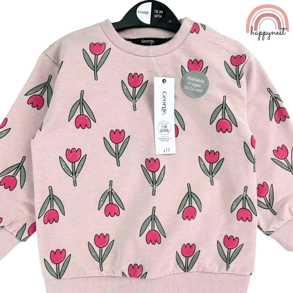 George Tulip Print 2-Piece Sweater & Leggings Set for Baby Girls (3–36M) | SS548