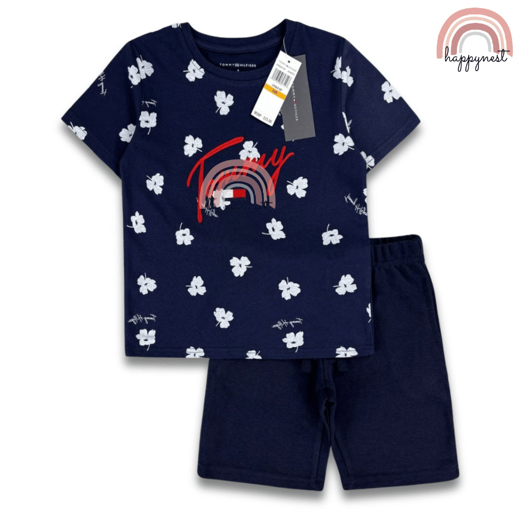 Navy Floral 2-Piece Girl Shirt & Shorts Set (2–10 Years) | AA353