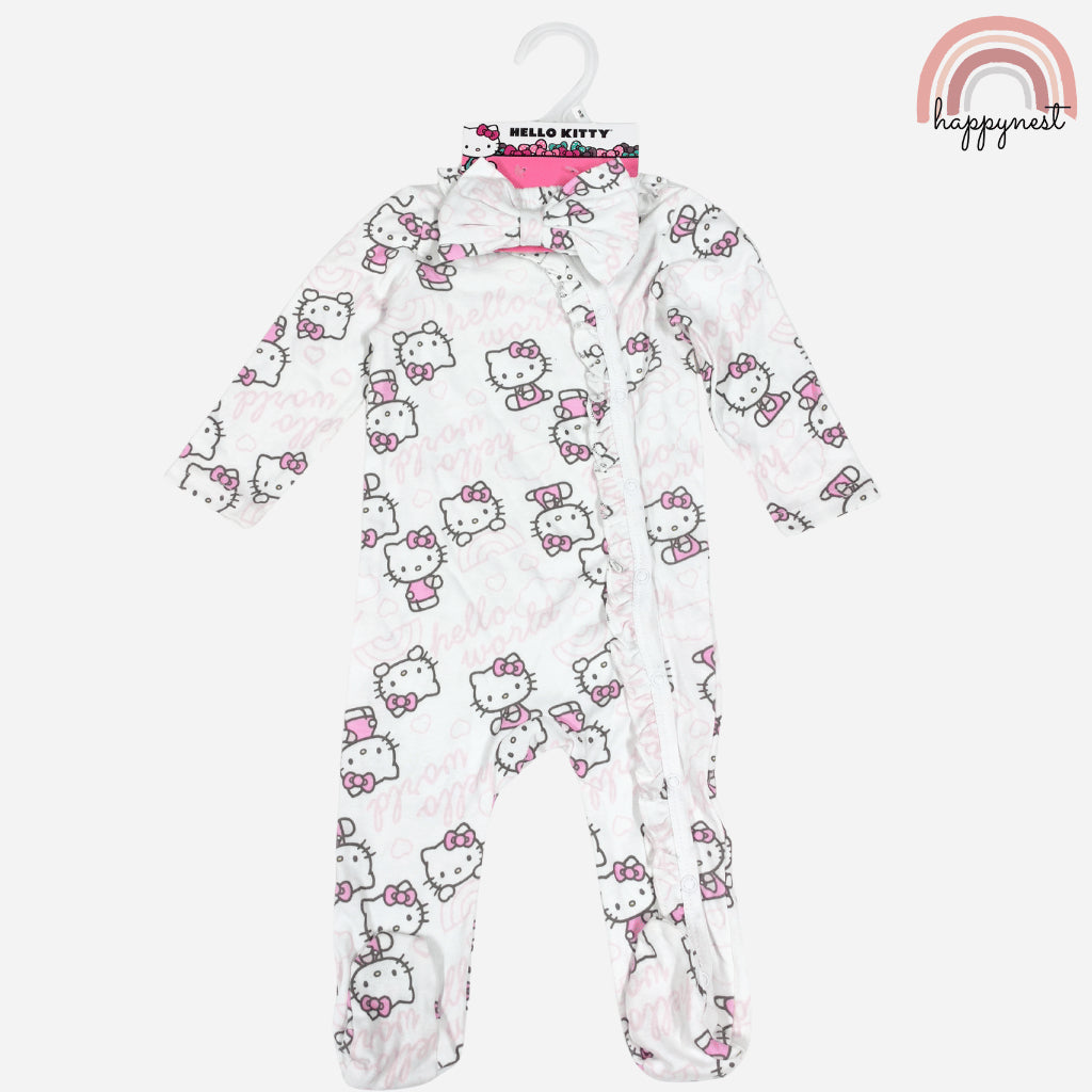 Hello Kitty Baby Footed Romper NB & 9M Soft Cotton Pajama Sleepsuit AA394