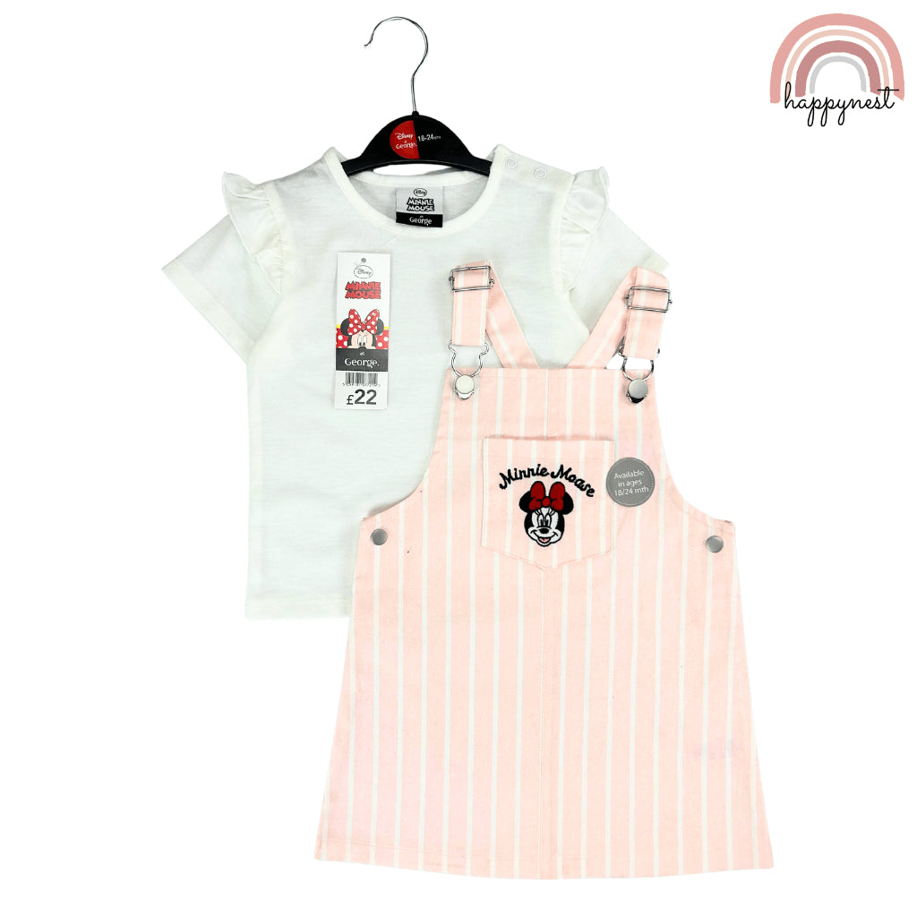 Minnie Mouse Overall Dress Terno Set for Baby Girls (3-36M) | AA414