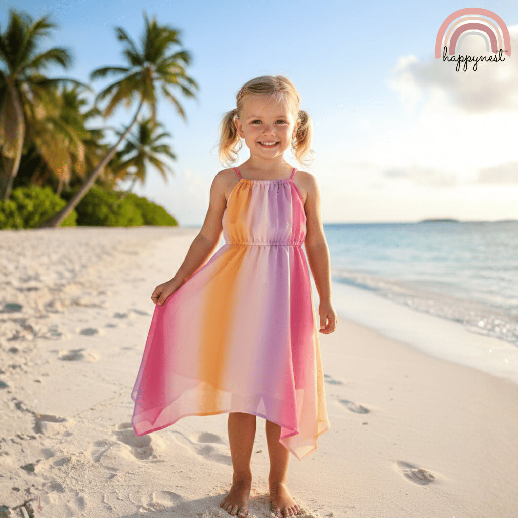 Girls Sunset Ombre Spaghetti Strap Dress (2-12Y) | AA431