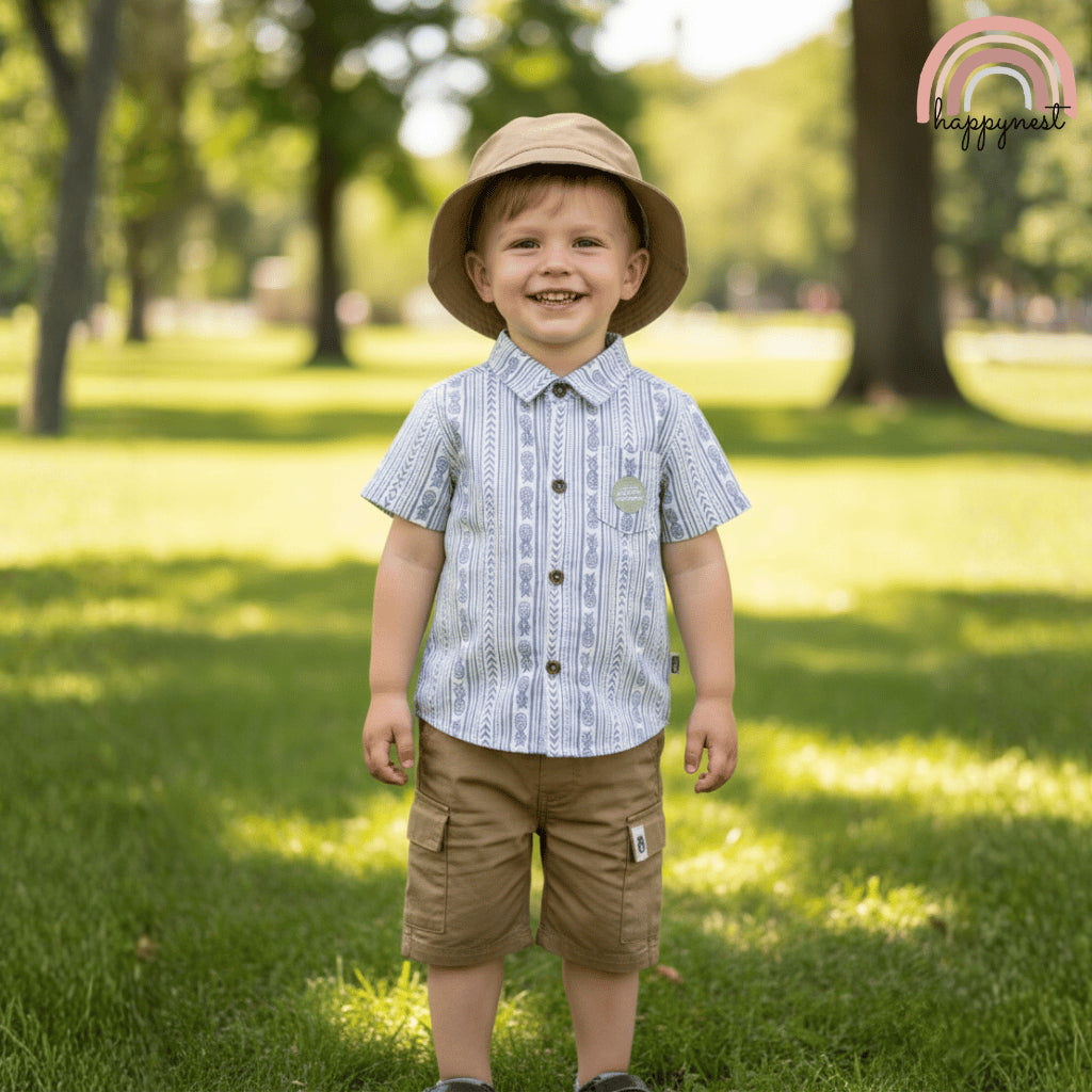 Rabbit Bear 3-PC Terno w/ Cargo Shorts & Hat (1-4Y) | AA437