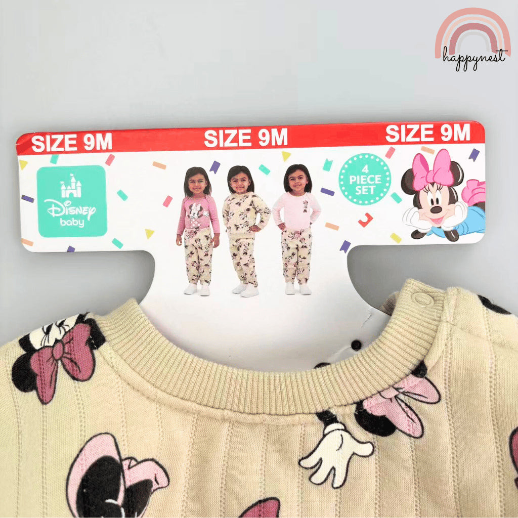Minnie Disney 4PC Set Baby Toddler Pajama Sleepwear Bodysuit 9M-2Y SS597