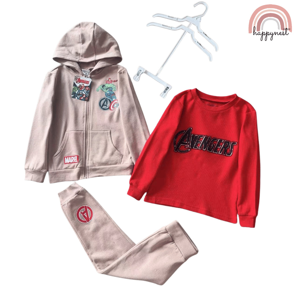 Marvel Avengers Beige Hoodie & Pants 3-Pc Set for Boys 2-8Y SS642