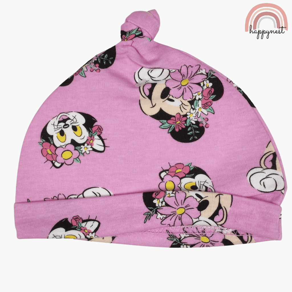 Disney Minnie Mouse Baby Girl 2-Pc Set | Floral Sleepsuit & Matching Hat | 0-9 Months (B3)