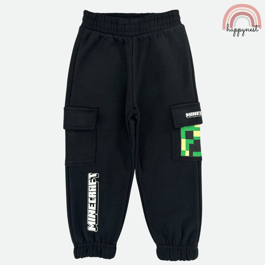 Minecraft Kids Boys 2-Pc Hoodie & Cargo Joggers Set | Grey Tracksuit | 2-8 Years (SS680)
