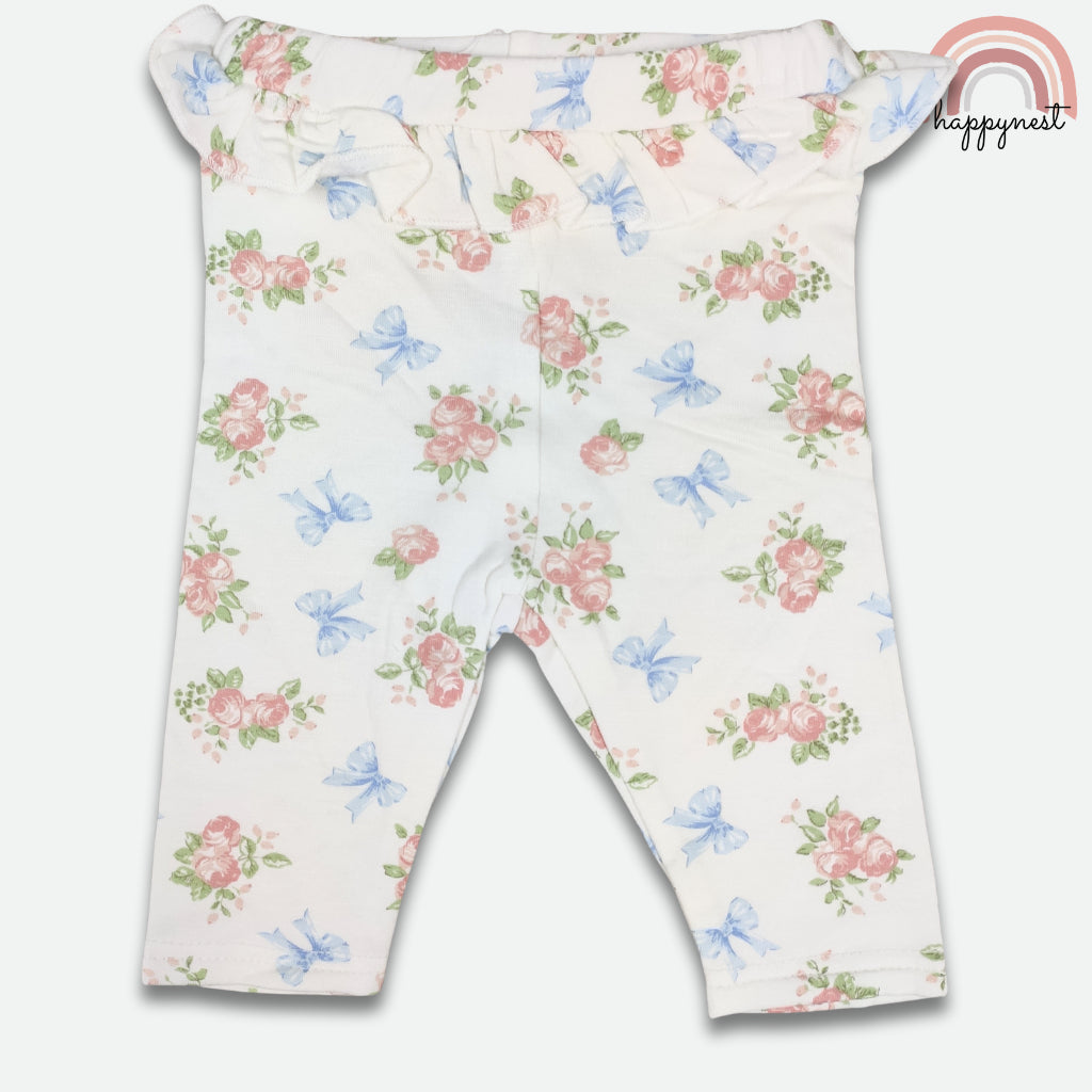 Tahari Baby 4-Pc Gift Set 3-9 Months | Flutter Sleeve Bodysuit & Floral Pants (B63)