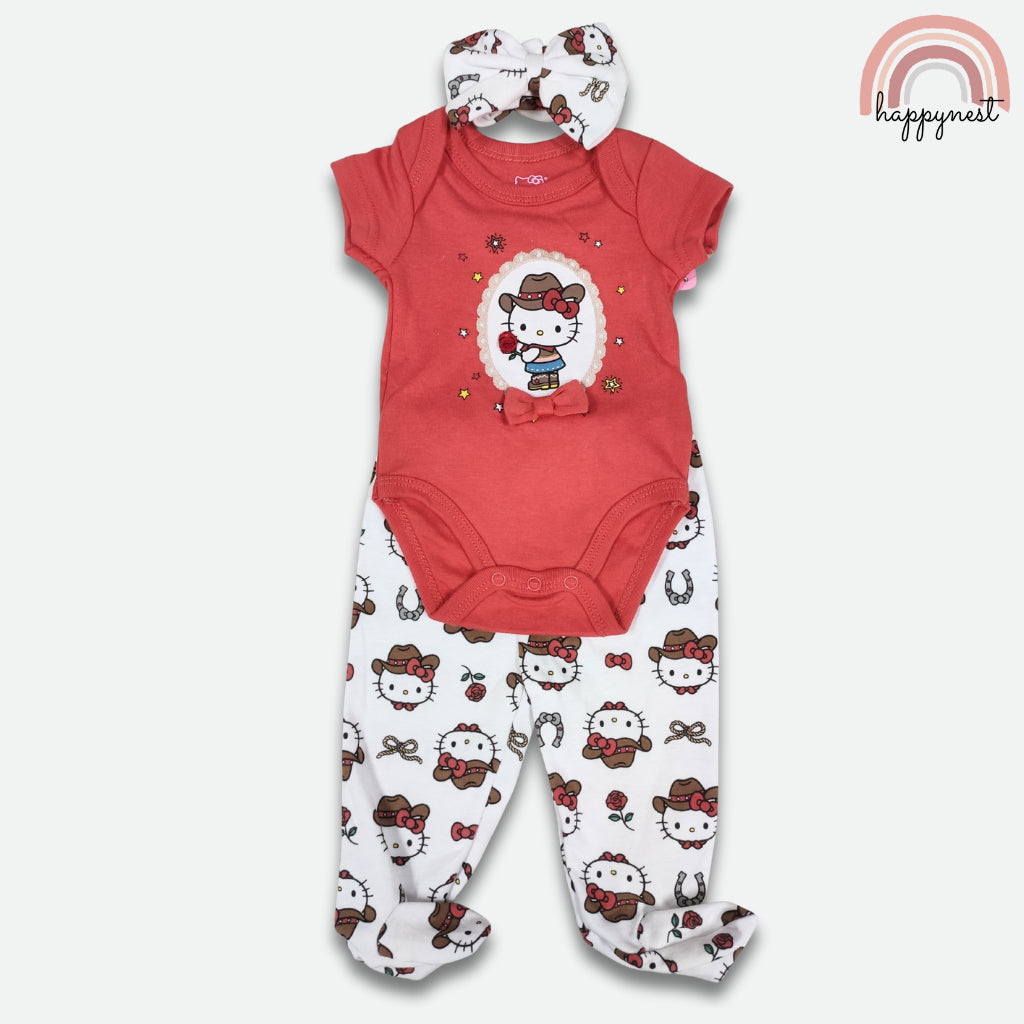 Hello Kitty 3-Pc Baby Girl Set | Red & White Baby Outfit | Newborn - 9 Months | B66