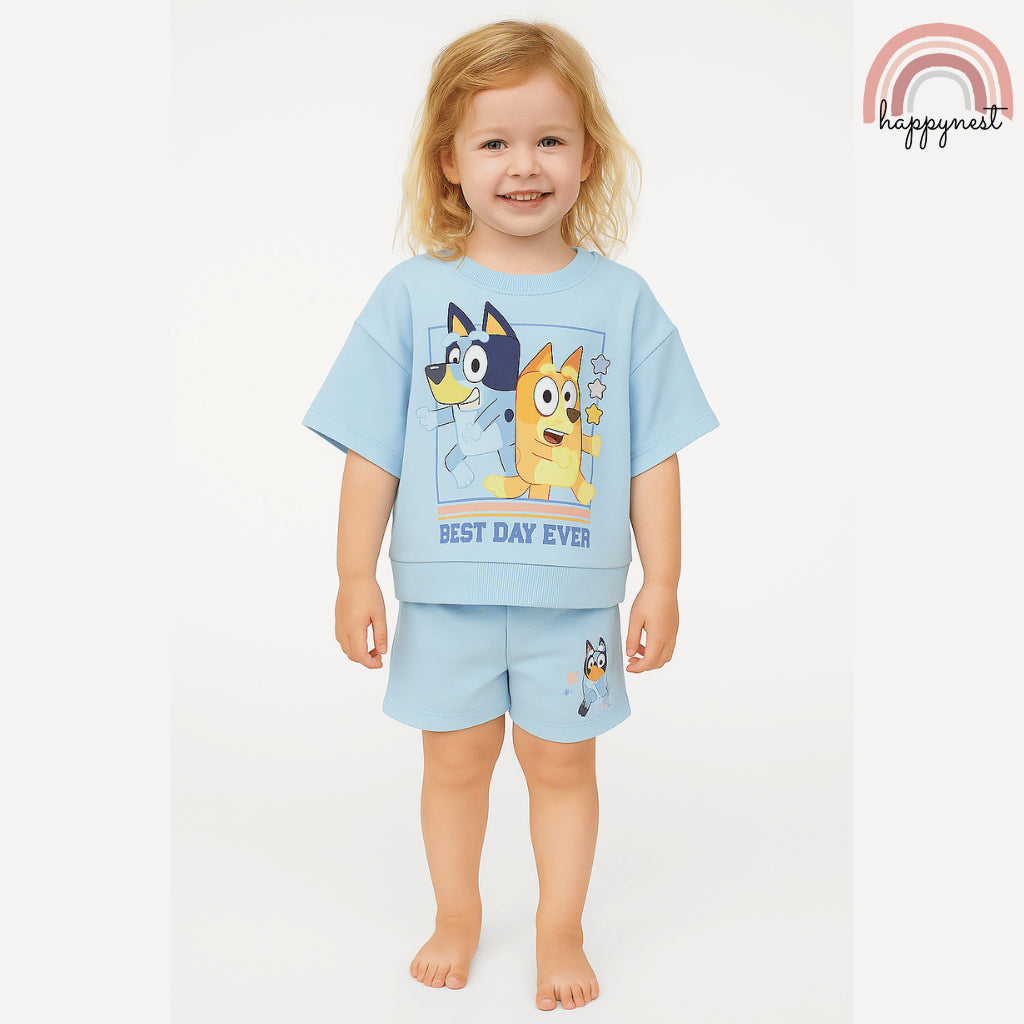 Bluey Outfit OOTD– Shirt & Shorts Set | Overruns Quality | 2–8 Years (AA299)