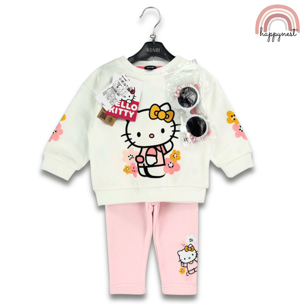 Hello Kitty 3PC Outfit – Long Sleeve Top, Pink Leggings & Sunglasses | 6–36M (SS560)