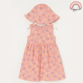 Cute Butterfly Print Dress and Hat Terno for Little Girls 4-7 Years AA376
