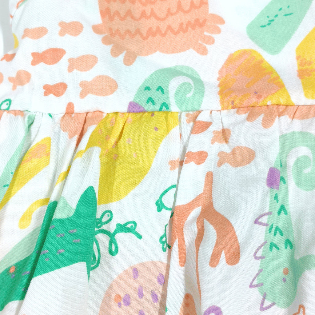 Fun Sea Life Ocean Print Dress and Hat Terno for Toddler Girls 2-4 Years AA377