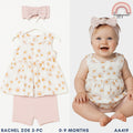 Baby Girl Outfit Set 3-PC: Shorts + Shirt + Headband Rachel Zoe AA419 0-9 Months