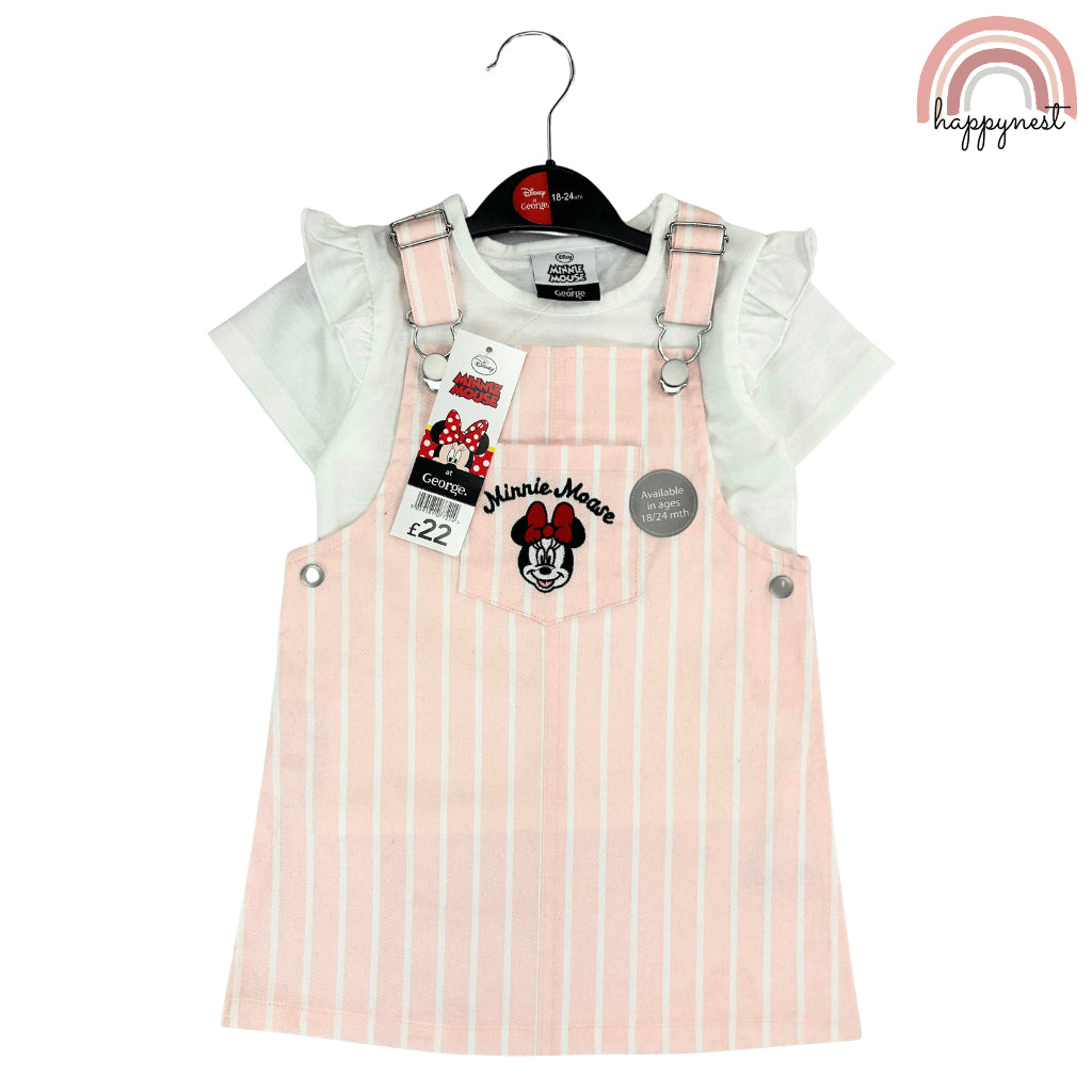 Minnie Mouse Overall Dress Terno Set for Baby Girls (3-36M) | AA414