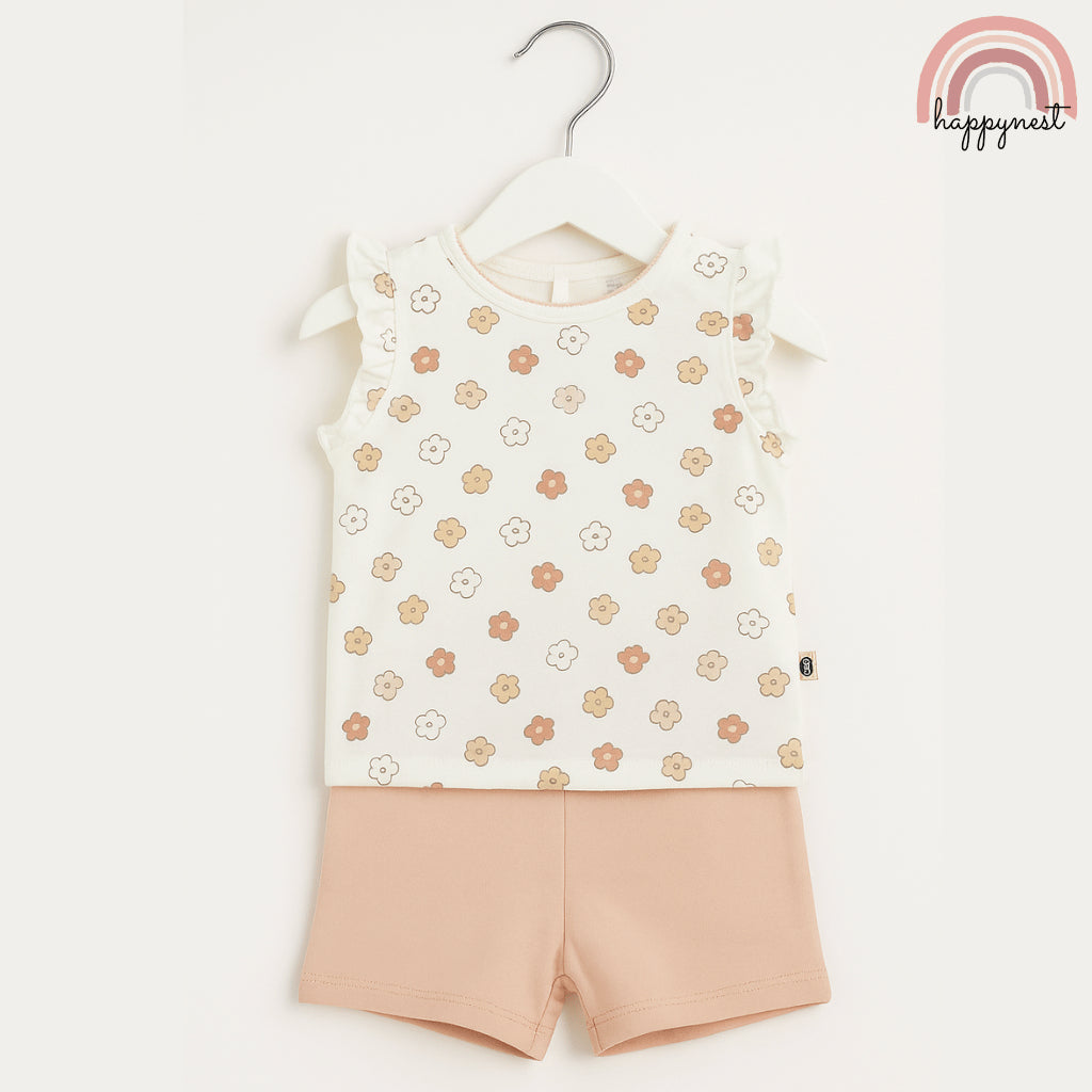 Rabbit Bear Floral Terno Set for Girls (2-4Y) | AA322