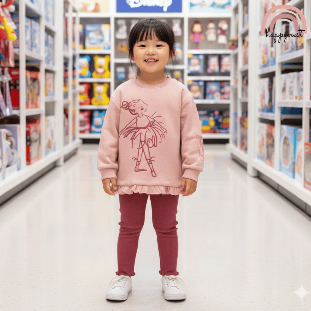 George Ballerina Girl Terno Set Ruffle Pullover (3-36M) | SS592