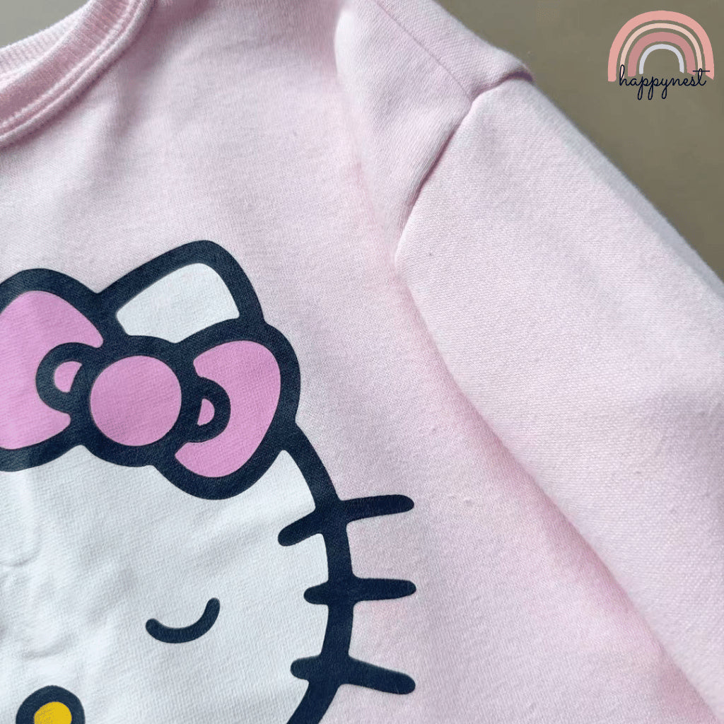 HELLO KITTY Girls Kids 2PC Set Pink White Sweater Striped Pants Fashion School 3-8Y SS615