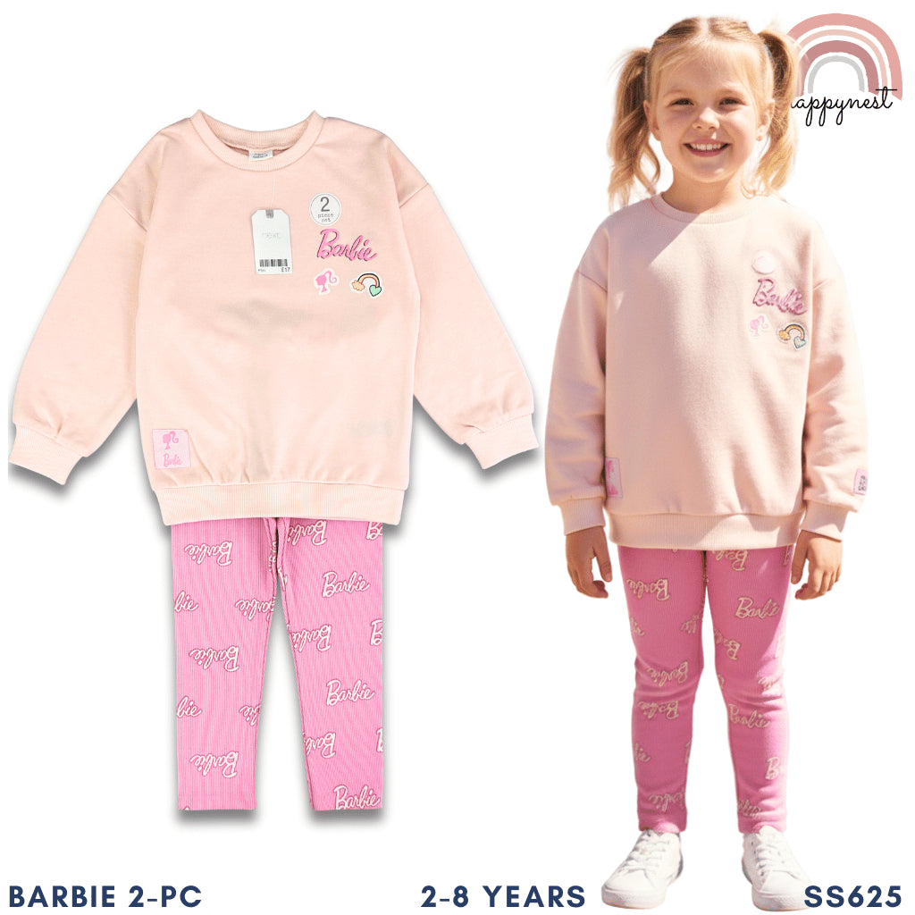 Barbie 2pc Terno Set for Kids Girls Cotton Sweater & Ribbed Leggings Pink 2-8Y SS625