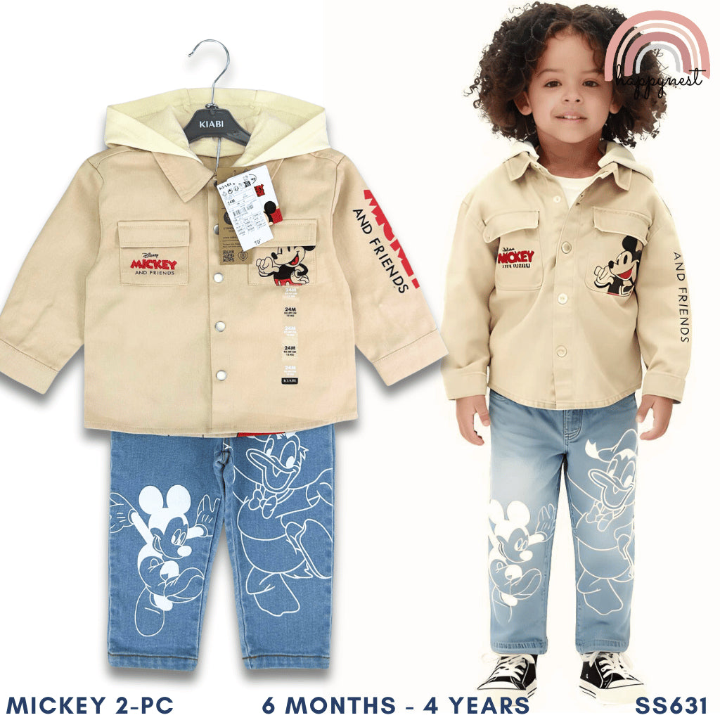 Mickey 2pc Terno Set for Boys Jacket Jeans Denim Hoodie 6M-4Y SS631