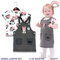 Minnie Baby 2-Pc Pinafore Dress & Tee Set | Grey Denim Style | 0-36 Months (AA479)