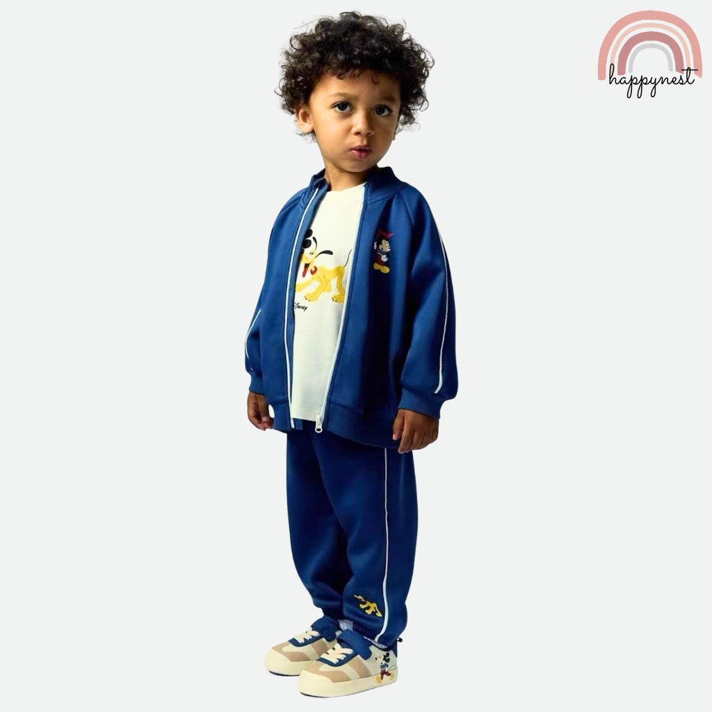 Mickey Mouse Blue Boys 2-Pc Zip-Up Tracksuit & Jogger Set | 3-12 Years (SS676)