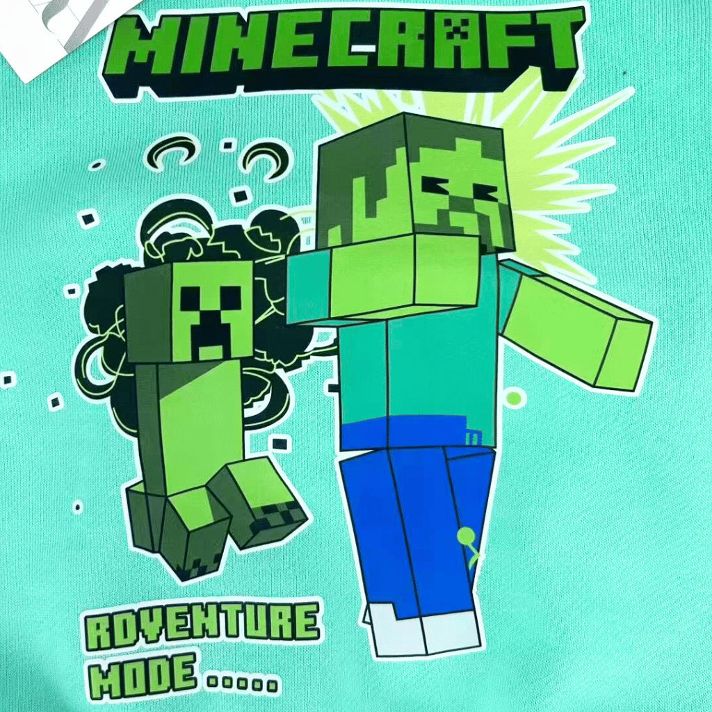 Minecraft Kids Boys 2-Pc Hoodie & Joggers Set | Teal Green Tracksuit | 2-8 Years (SS679)
