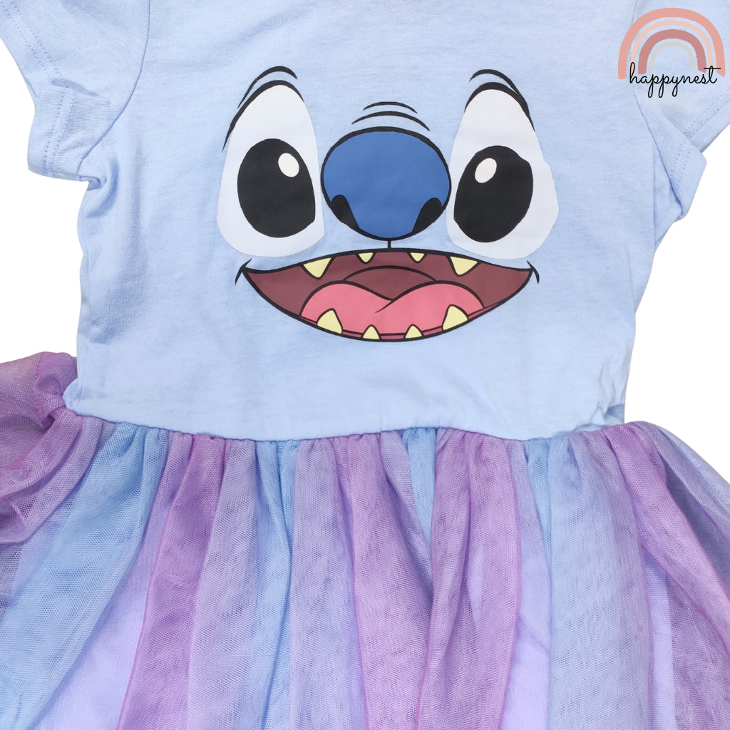 Stitch Kids Hooded Tulle Dress - Cute Character Tutu Dress for Girls (D4)