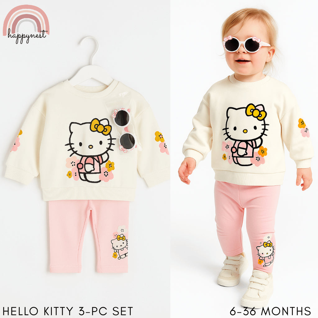 Hello Kitty 3PC Outfit – Long Sleeve Top, Pink Leggings & Sunglasses | 6–36M (SS560)