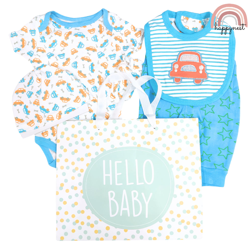 Baby Boy Set with Bib & Pants Blue 0–6 Months AA385